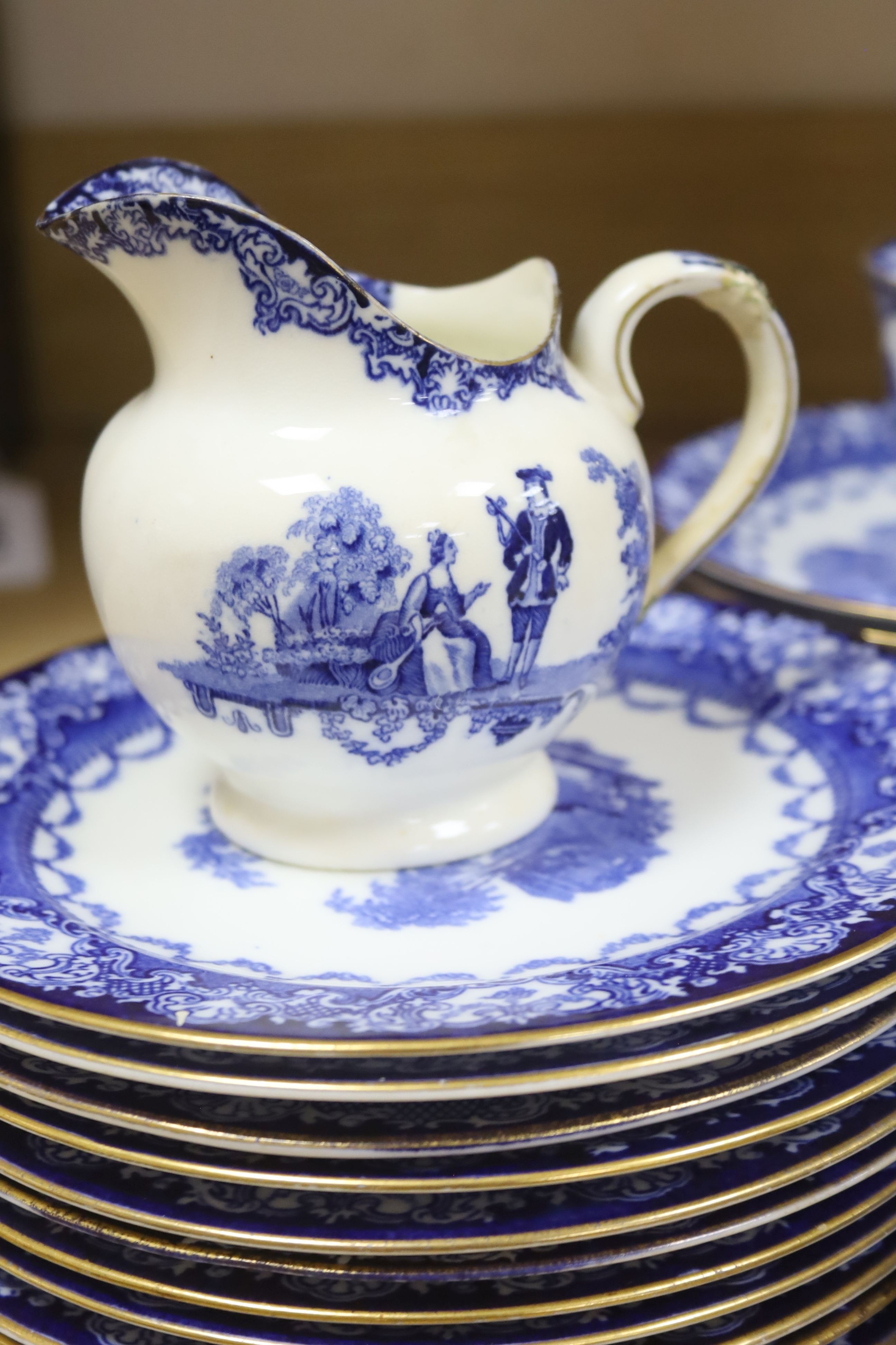 A Royal Doulton blue and white tea service